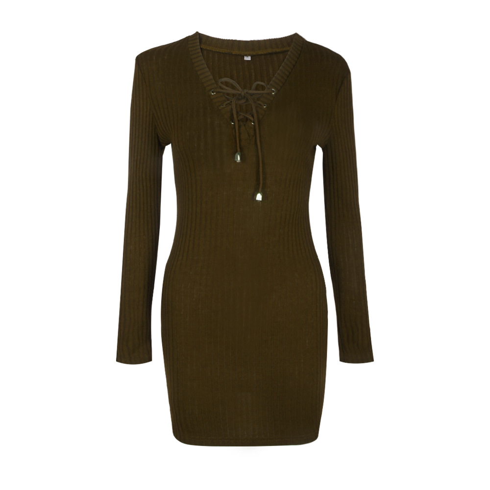 W25038-5  Long Sleeve Knitwear Bodycon Cocktail Evening Party Sweater Mini Dress